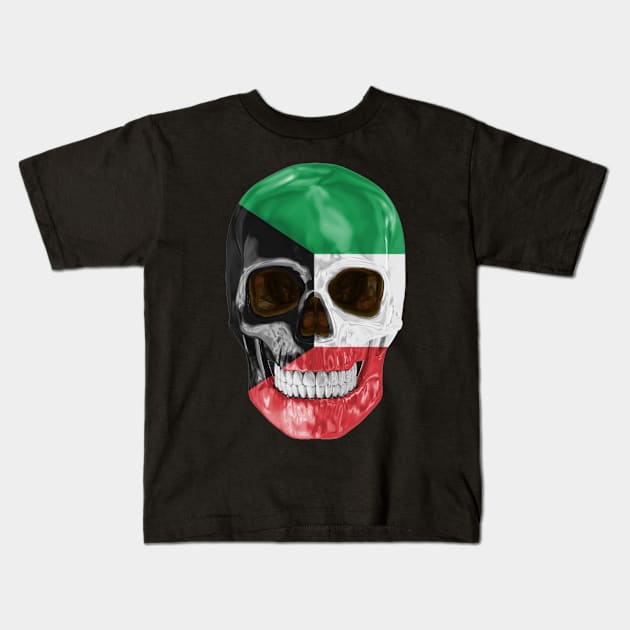 Kuwait Flag Skull - Gift for Kuwaiti With Roots From Kuwait Kids T-Shirt by Country Flags